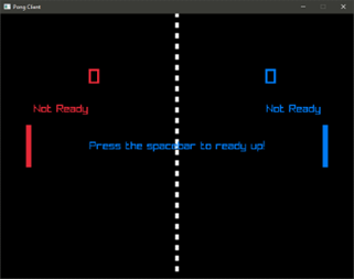 A screenshot showcasing a small pong game built with my BCNet library.