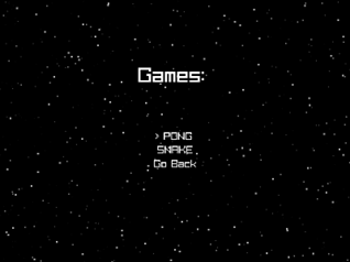 A screenshot showcasing the game selection menu of Retro Games Gallery.